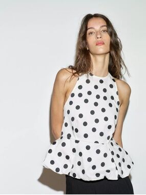 Zara POLKA DOT BALLOON TOP